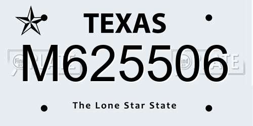 M625506 Texas License Plate