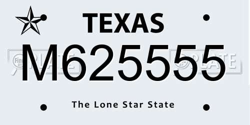 M625555 Texas License Plate