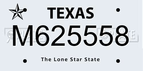 M625558 Texas License Plate