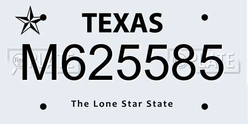 M625585 Texas License Plate