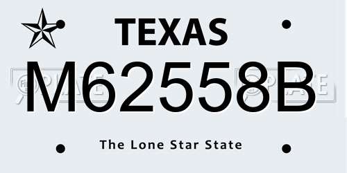 M62558B Texas License Plate