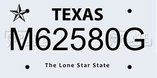 M62580G Texas License Plate