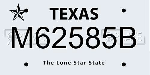 M62585B Texas License Plate