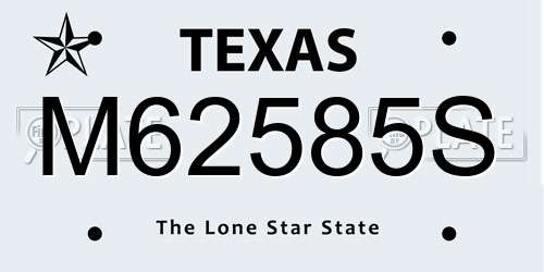 M62585S Texas License Plate