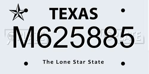 M625885 Texas License Plate