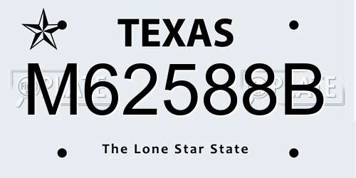 M62588B Texas License Plate