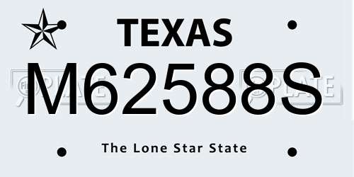 M62588S Texas License Plate