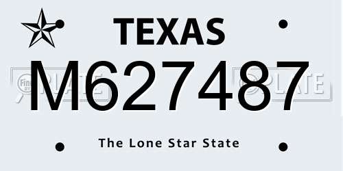 M627487 Texas License Plate