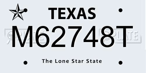 M62748T Texas License Plate
