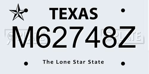 M62748Z Texas License Plate
