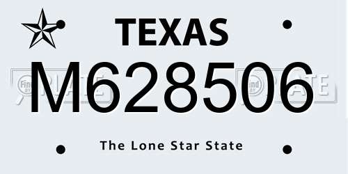 M628506 Texas License Plate