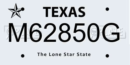 M62850G Texas License Plate