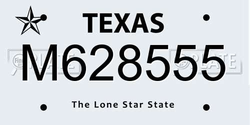 M628555 Texas License Plate