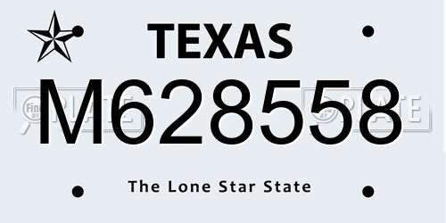 M628558 Texas License Plate