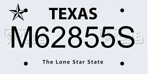 M62855S Texas License Plate