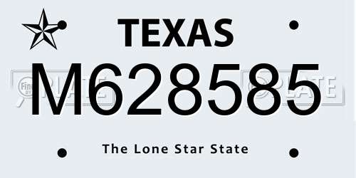 M628585 Texas License Plate