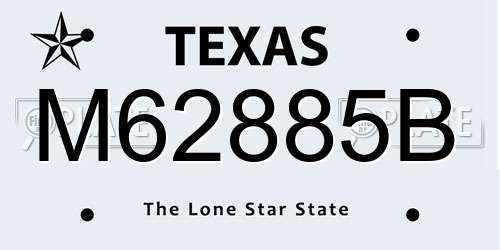 M62885B Texas License Plate