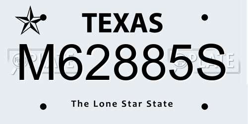 M62885S Texas License Plate