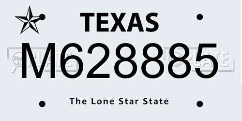 M628885 Texas License Plate