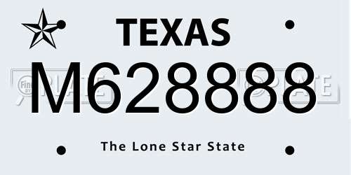 M628888 Texas License Plate