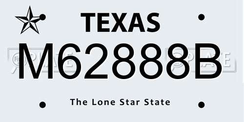 M62888B Texas License Plate