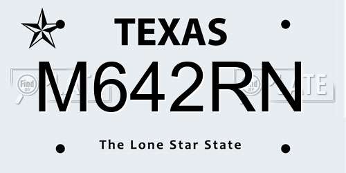 M642RN Texas License Plate