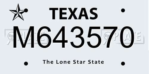 M643570 Texas License Plate