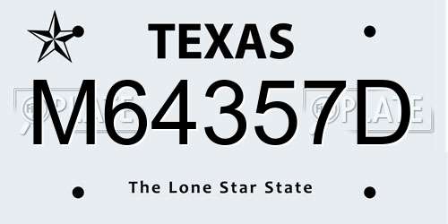 M64357D Texas License Plate
