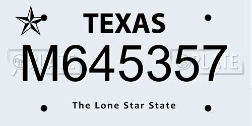 M645357 Texas License Plate
