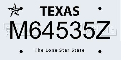 M64535Z Texas License Plate