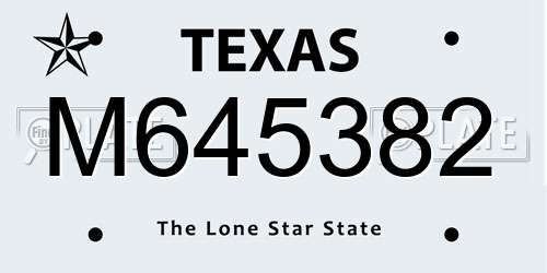 M645382 Texas License Plate