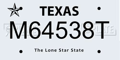 M64538T Texas License Plate