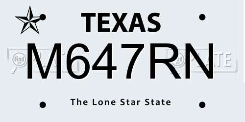 M647RN Texas License Plate