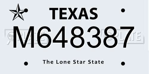 M648387 Texas License Plate