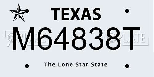 M64838T Texas License Plate