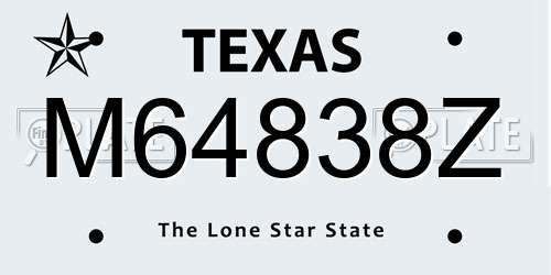 M64838Z Texas License Plate