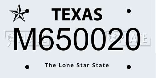 M650020 Texas License Plate