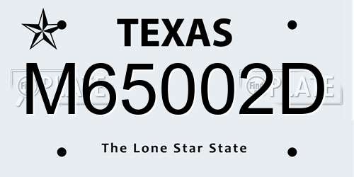 M65002D Texas License Plate