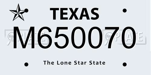 M650070 Texas License Plate
