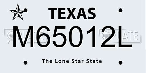 M65012L Texas License Plate