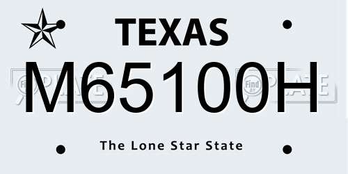 M65100H Texas License Plate