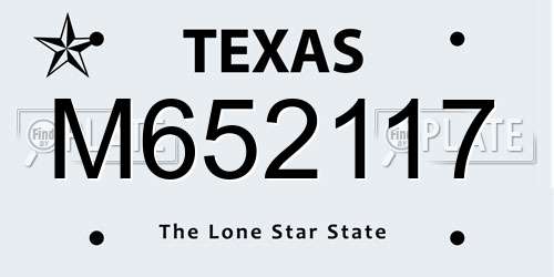 M652117 Texas License Plate