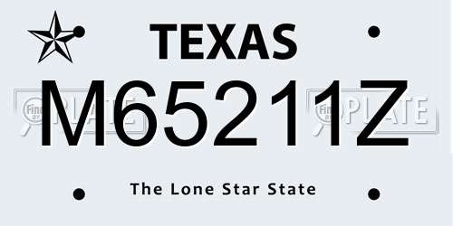 M65211Z Texas License Plate