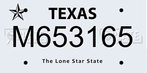 M653165 Texas License Plate