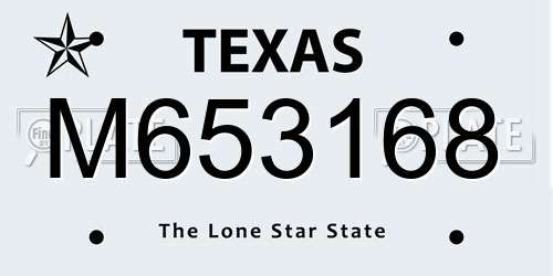 M653168 Texas License Plate