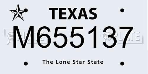 M655137 Texas License Plate
