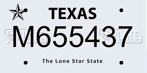 M655437 Texas License Plate