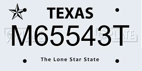 M65543T Texas License Plate