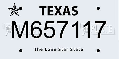 M657117 Texas License Plate