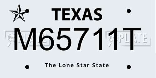 M65711T Texas License Plate